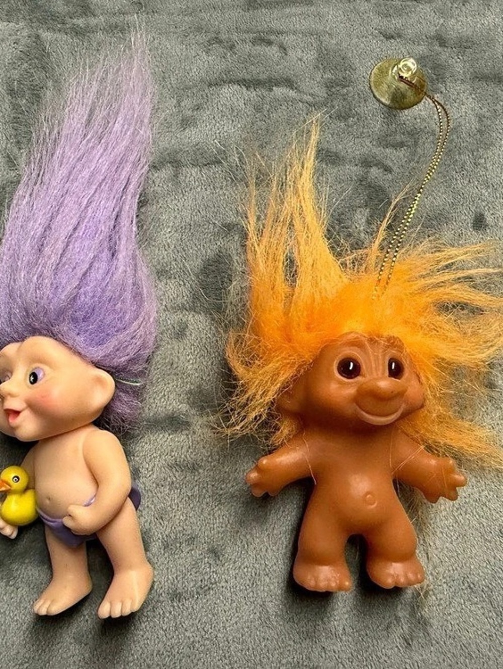 Vintage Troll Dolls Lot DAM & RUSS Lavender Orange Hair window hanger